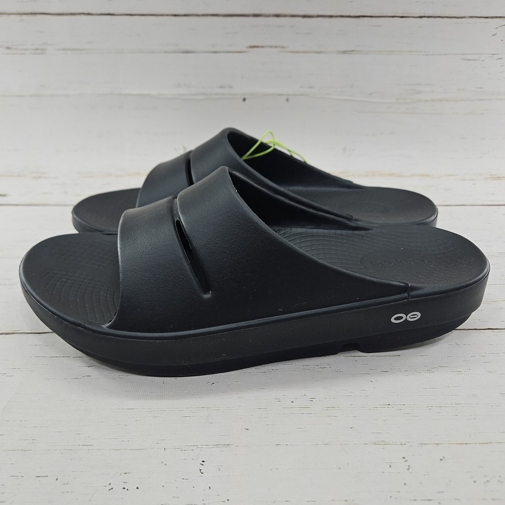 OOFOS OOahh Recovery Black Slip On Slide Sandals Mens 10 Comfort Sport Athletic